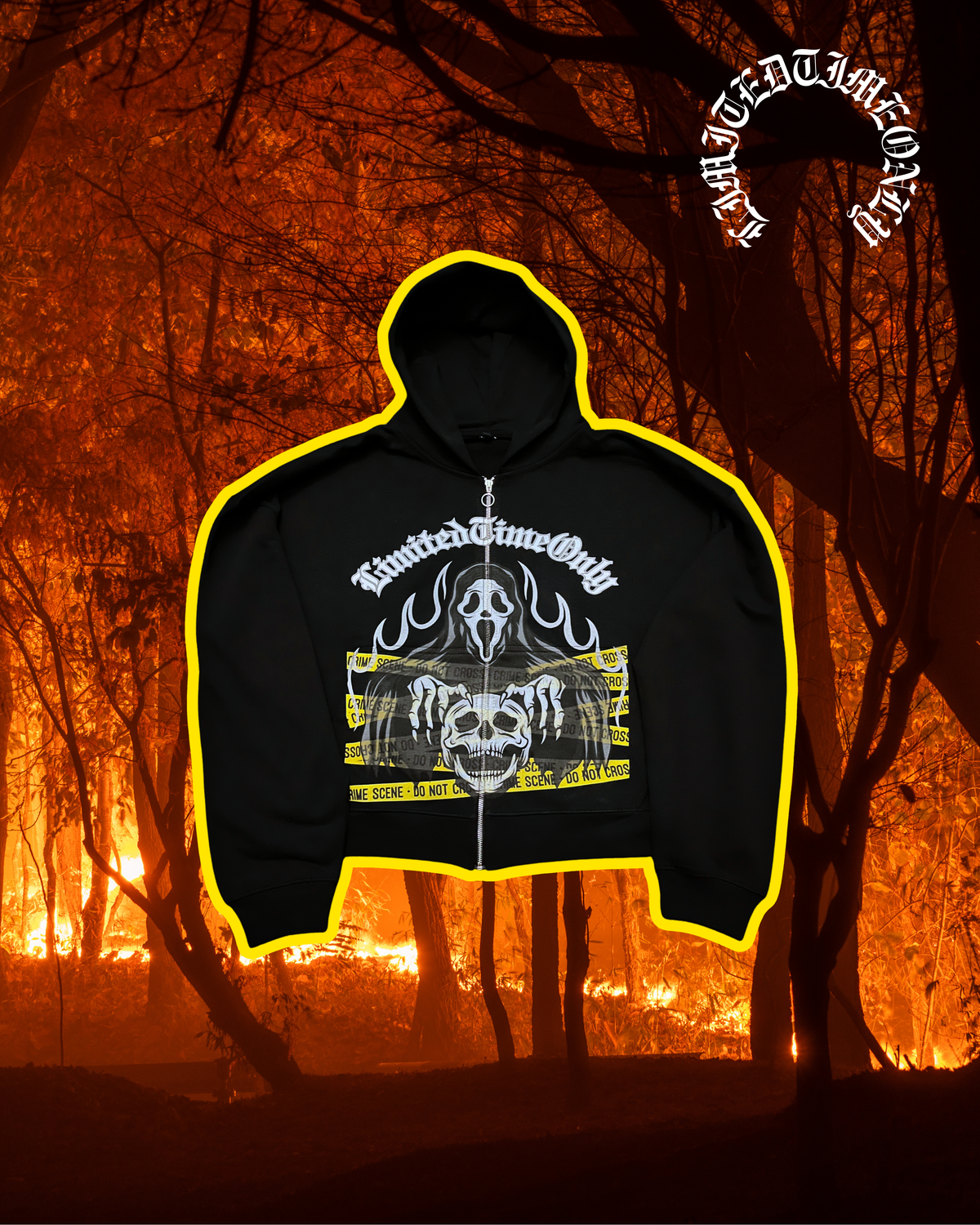 LTO SCREAM ZIP HOODIE BLACK